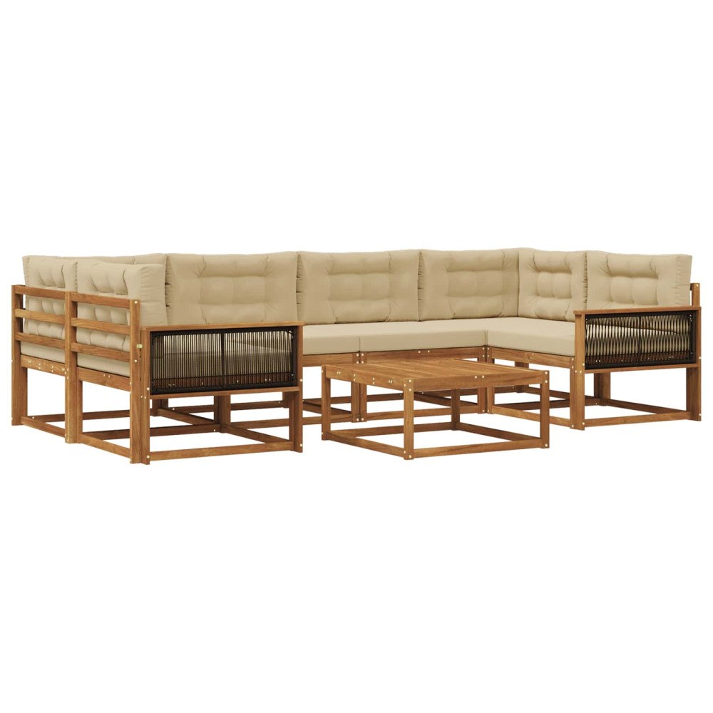 vidaXL Utomhussoffset 7 st Naturlig och Beige