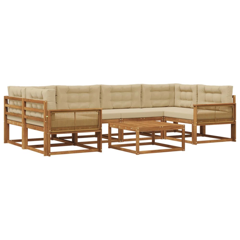 vidaXL Utomhussoffset 7 st Naturlig och Beige