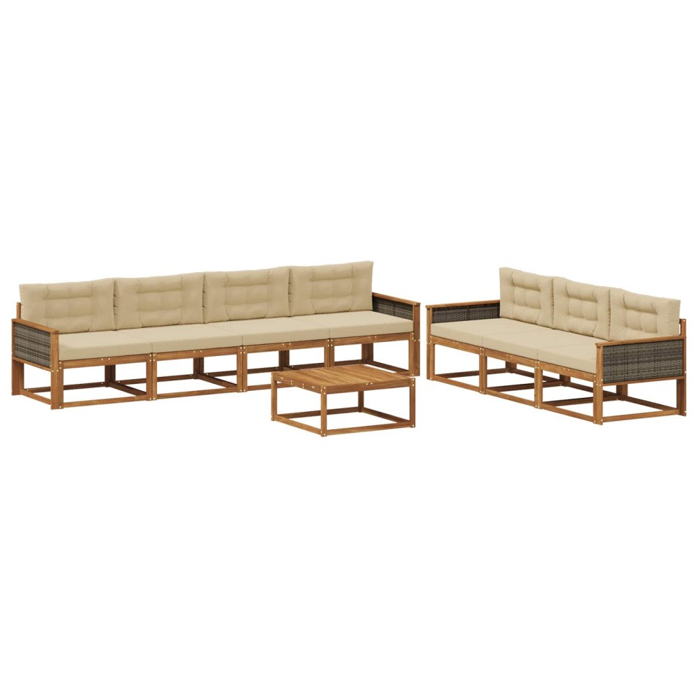 vidaXL Utomhussoffset 8 st Naturlig och Beige
