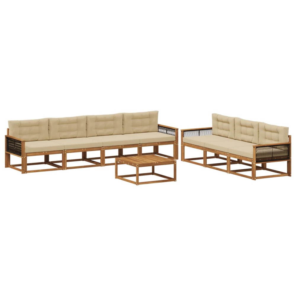 vidaXL Utomhussoffset 8 st Naturlig och Beige