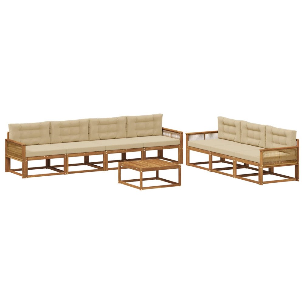 vidaXL Utomhussoffset 8 st Naturlig och Beige