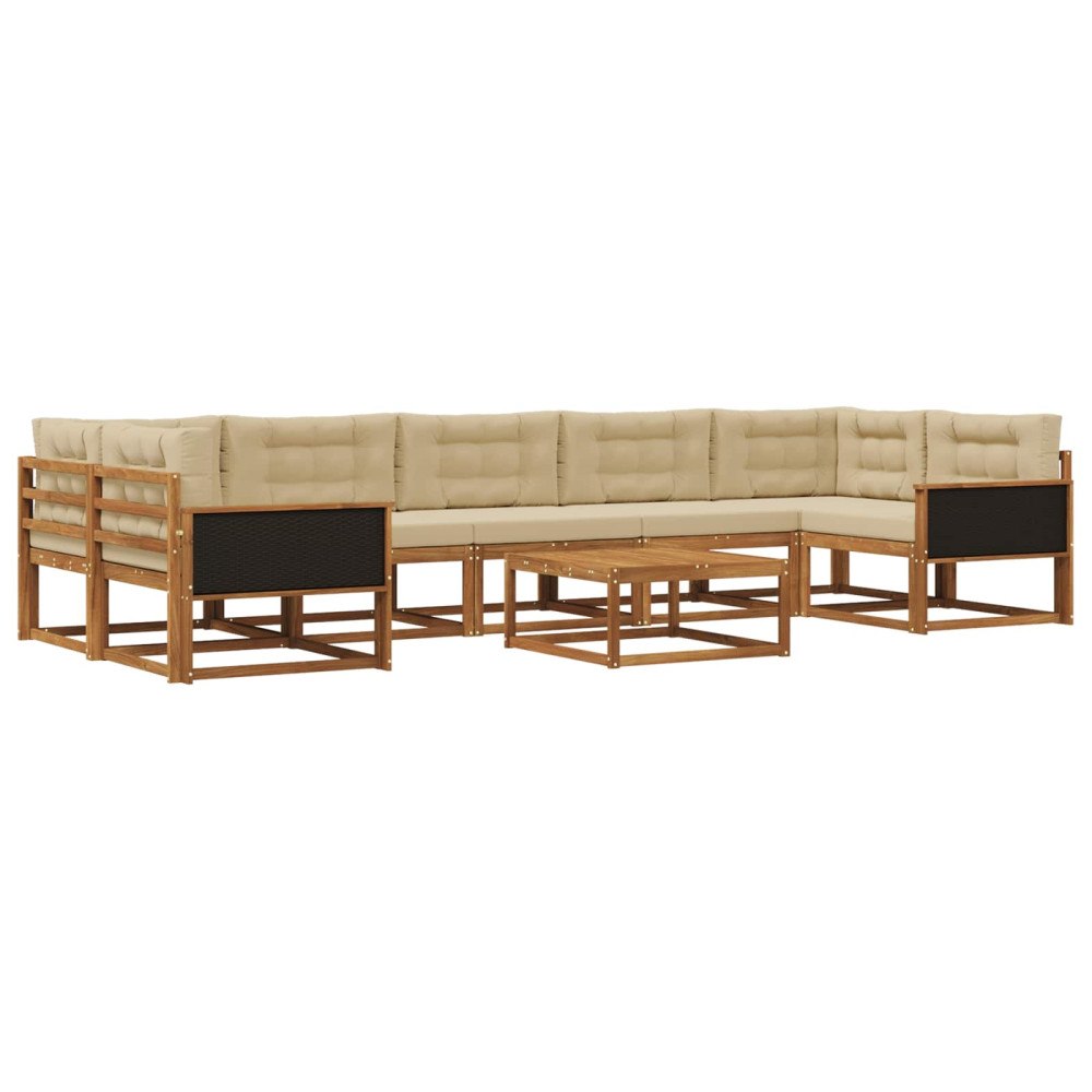 vidaXL Utomhussoffset 8 st Naturlig och Beige