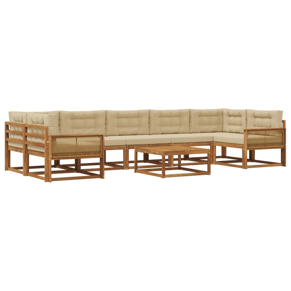 vidaXL Utomhussoffset 8 st Naturlig och Beige