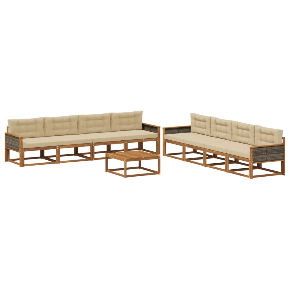 vidaXL Utomhussoffset 9 st Naturlig och Beige