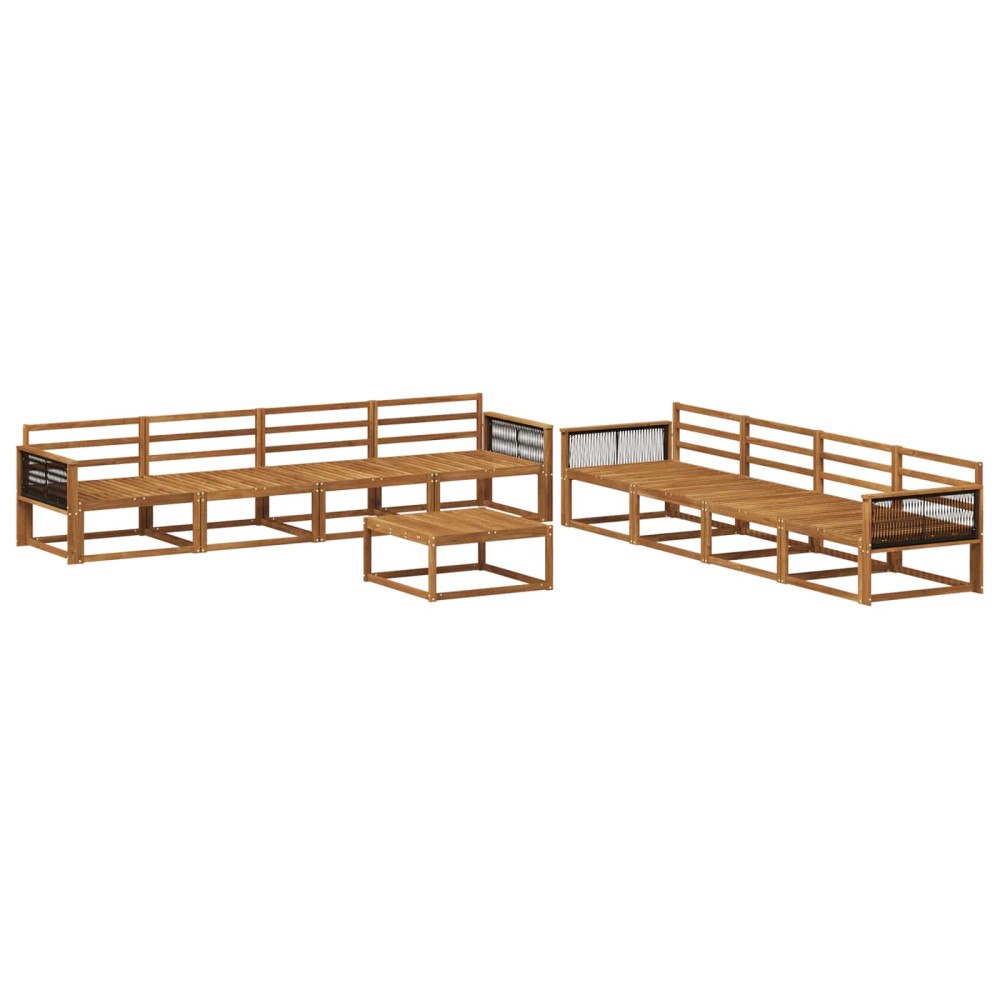 vidaXL Utomhussoffset 9 st Naturlig Massivt Akaciaträ