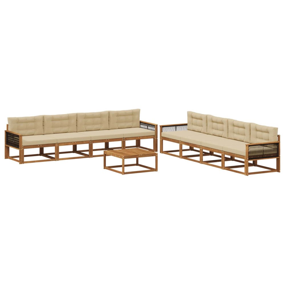 vidaXL Utomhussoffset 9 st Naturlig och Beige