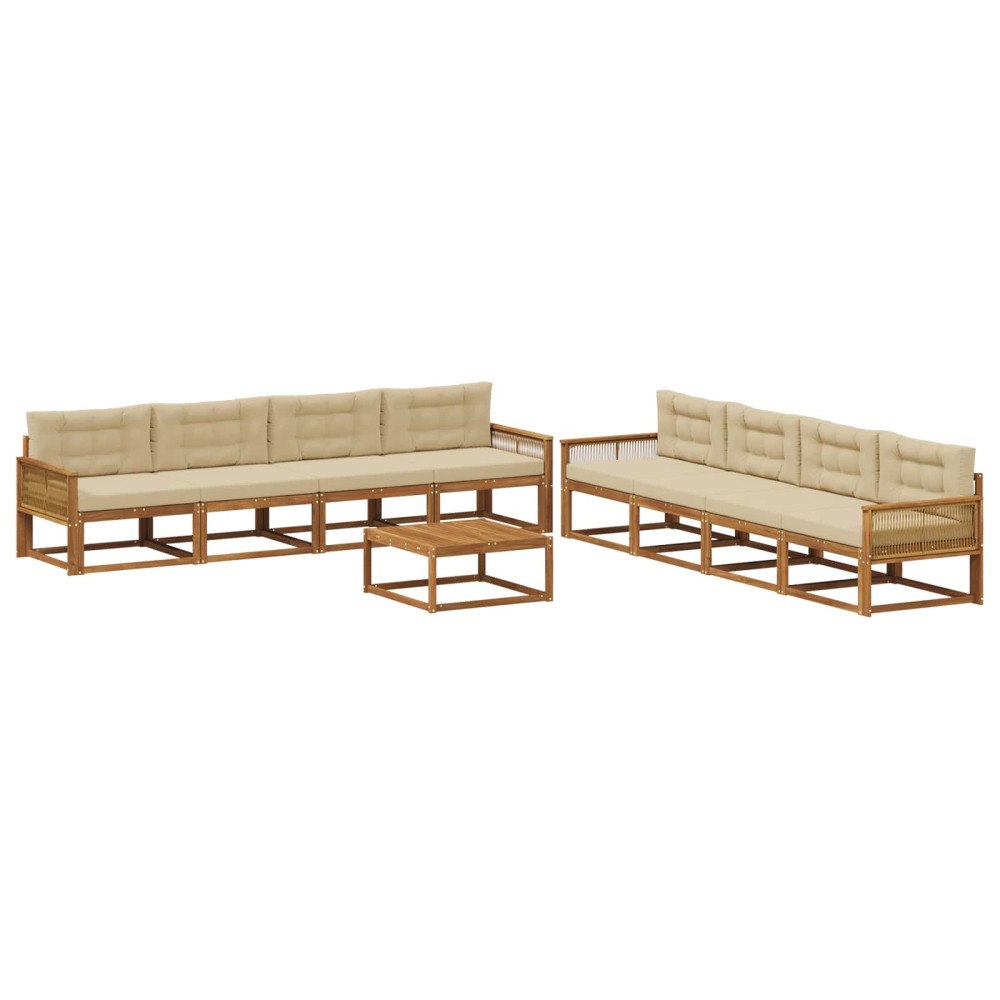 vidaXL Utomhussoffset 9 st Naturlig och Beige