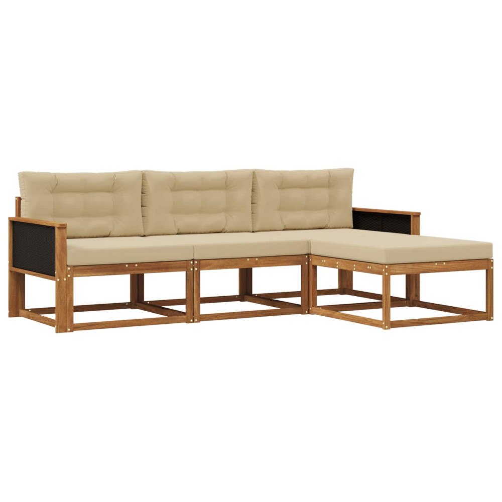 vidaXL Utomhussoffset 4 st Naturlig och Beige