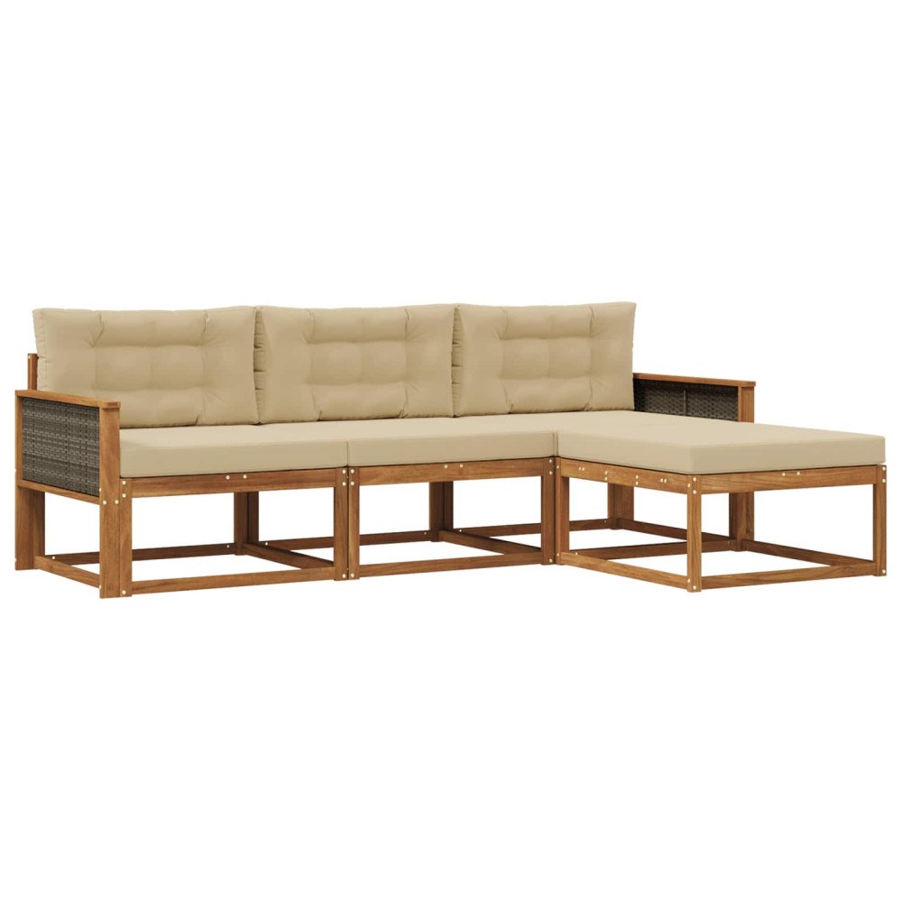 vidaXL Utomhussoffset 4 st Naturlig och Beige