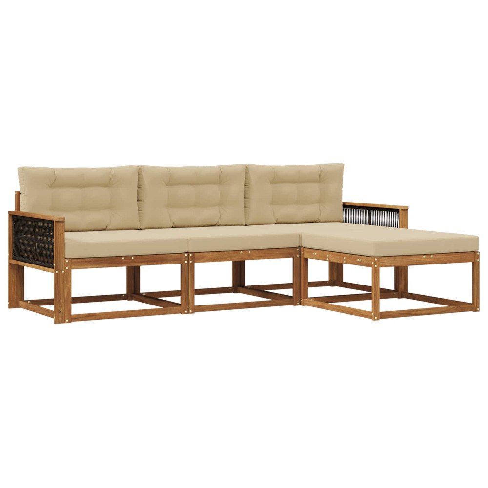 vidaXL Utomhussoffset 4 st Naturlig och Beige