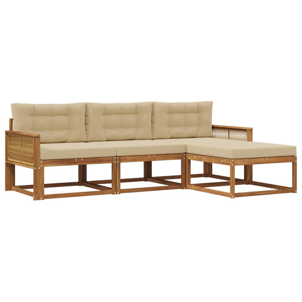 vidaXL Utomhussoffset 4 st Naturlig och Beige