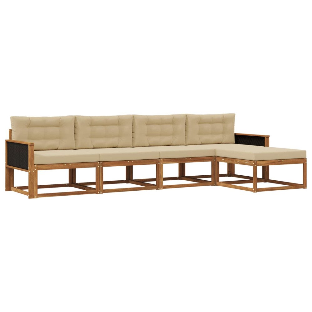 vidaXL Utomhussoffset 5 st Naturlig och Beige