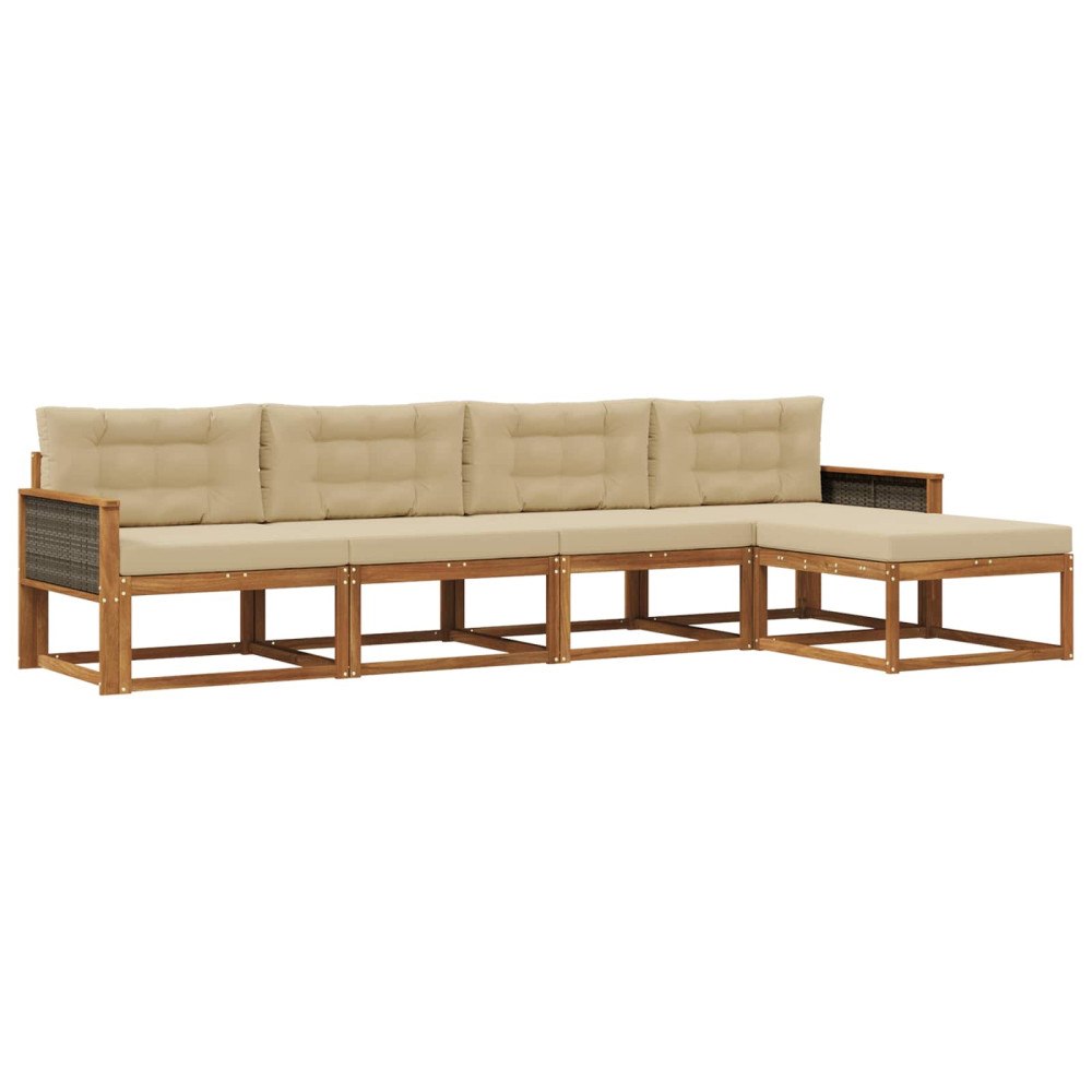 vidaXL Utomhussoffset 5 st Naturlig och Beige
