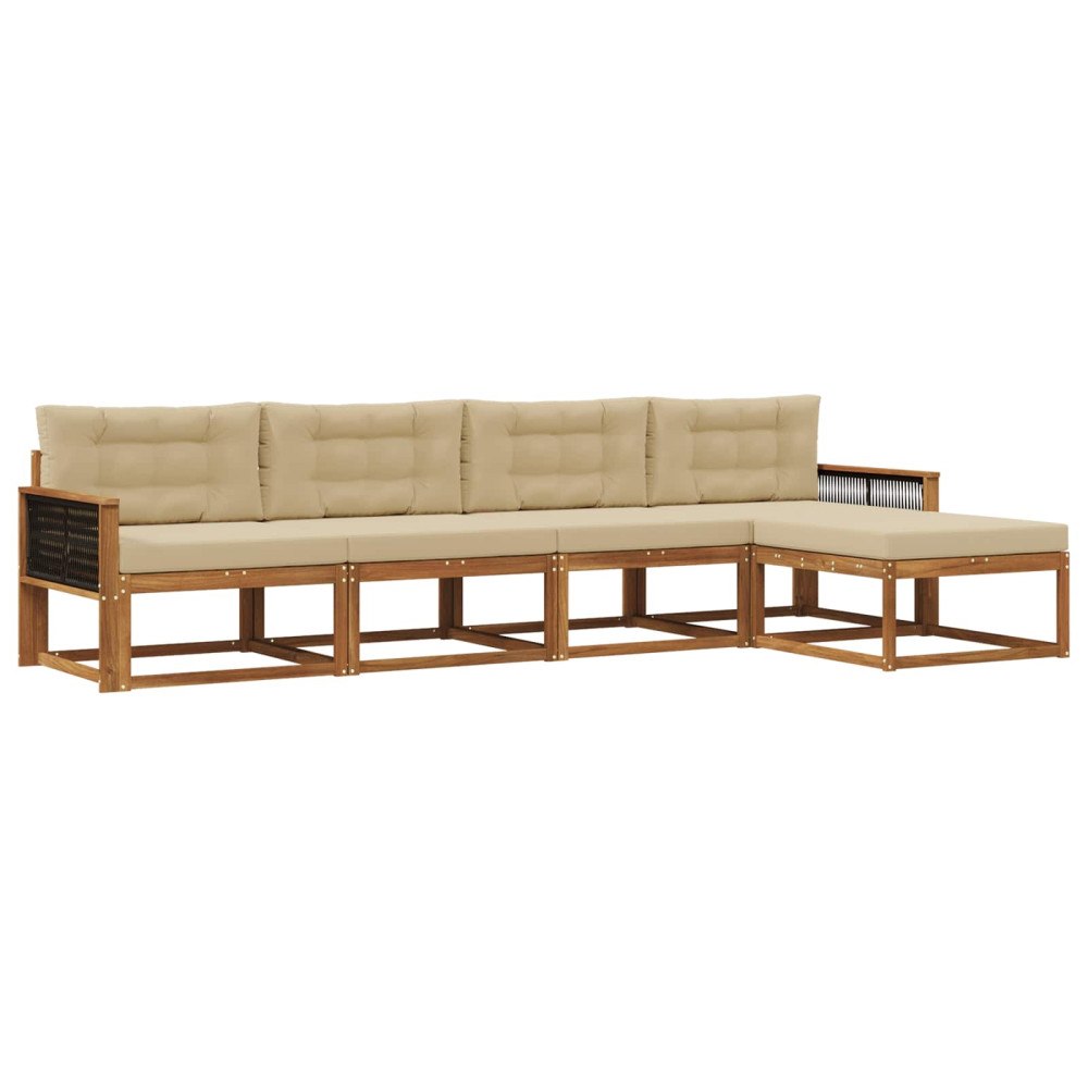 vidaXL Utomhussoffset 5 st Naturlig och Beige