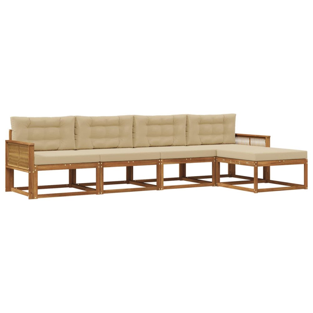 vidaXL Utomhussoffset 5 st Naturlig och Beige