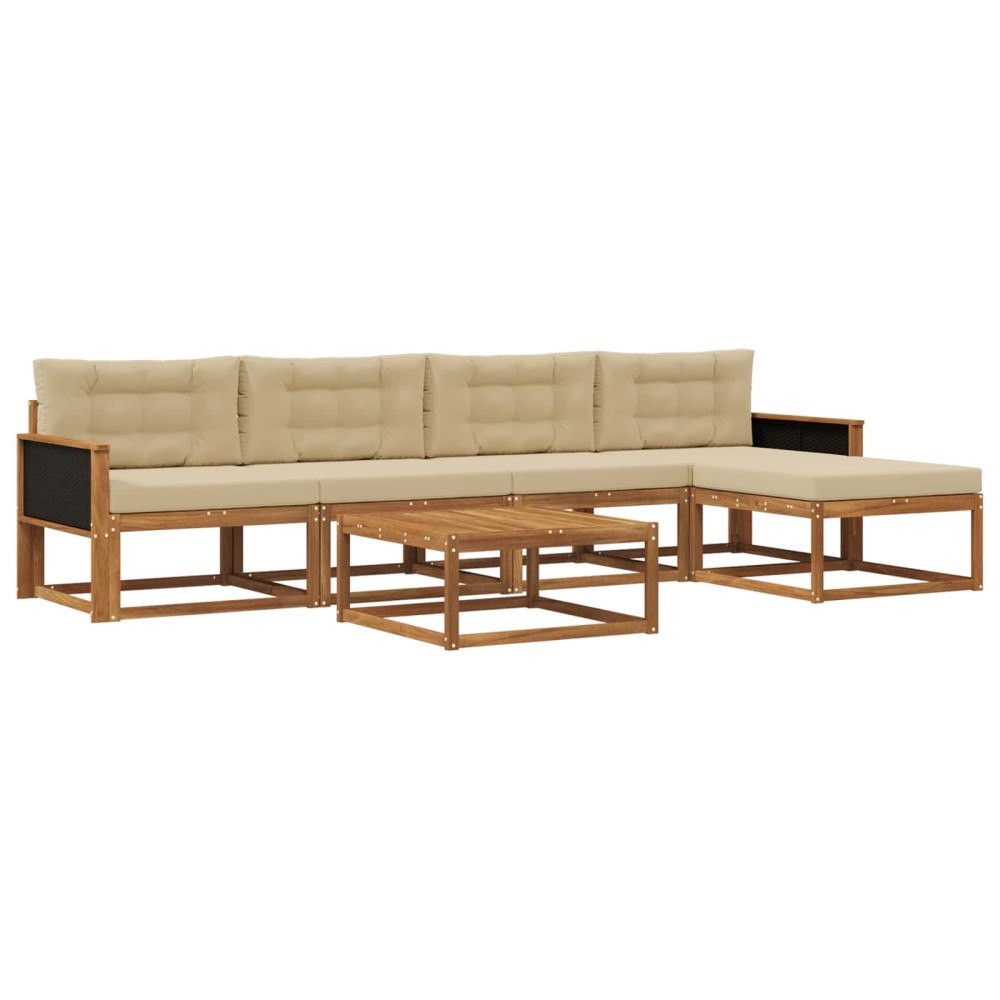 vidaXL Utomhussoffset 6 st Naturlig och Beige