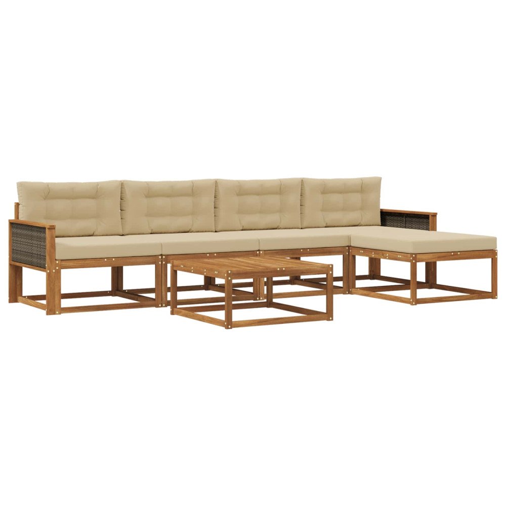 vidaXL Utomhussoffset 6 st Naturlig och Beige