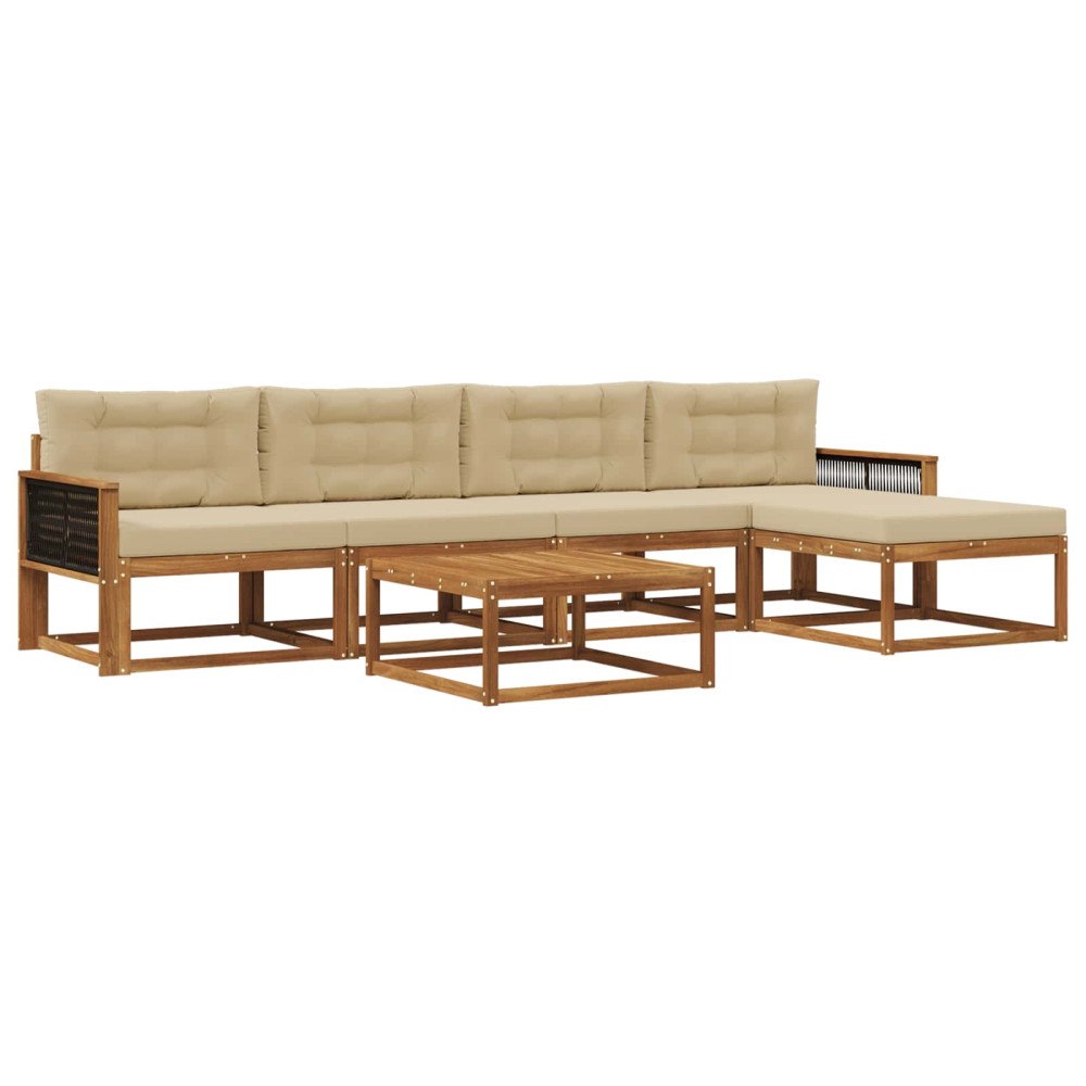 vidaXL Utomhussoffset 6 st Naturlig och Beige