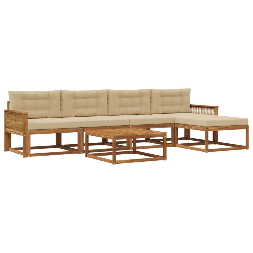 vidaXL Utomhussoffset 6 st Naturlig och Beige