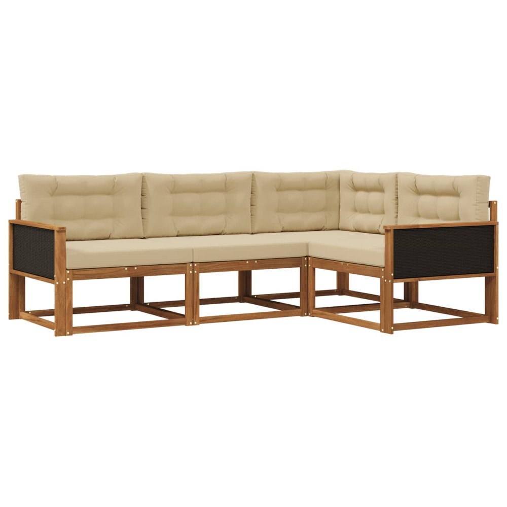 vidaXL Utomhussoffset 4 st Naturlig och Beige