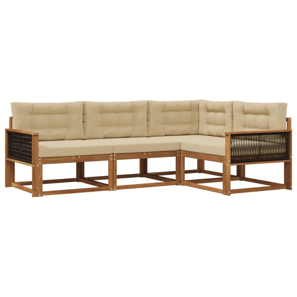 vidaXL Utomhussoffset 4 st Naturlig och Beige