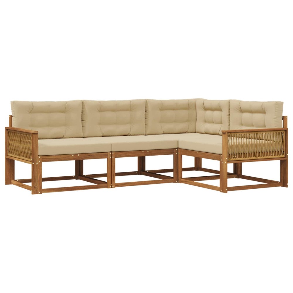 vidaXL Utomhussoffset 4 st Naturlig och Beige