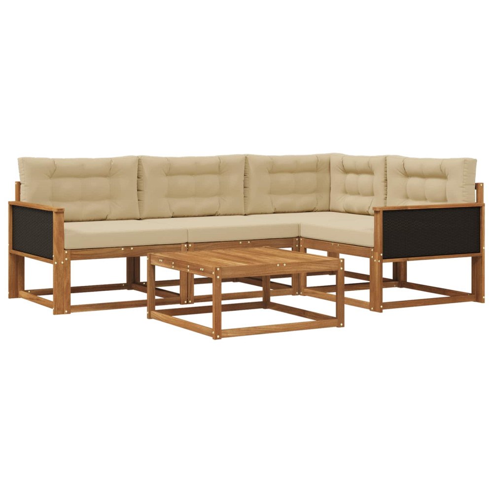 vidaXL Utomhussoffset 5 st Naturlig och Beige