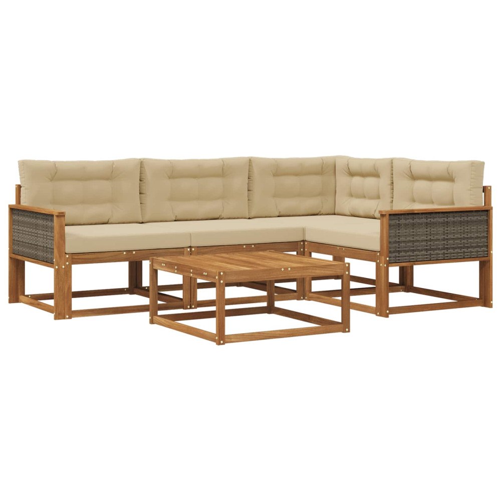 vidaXL Utomhussoffset 5 st Naturlig och Beige