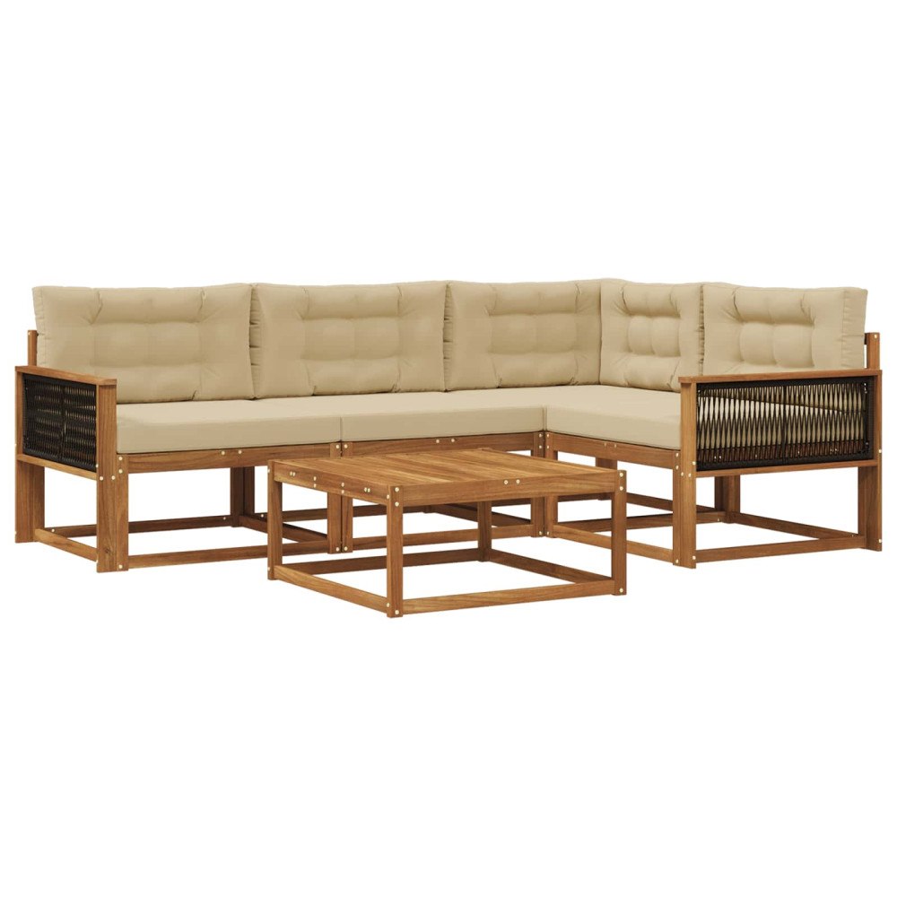 vidaXL Utomhussoffset 5 st Naturlig och Beige