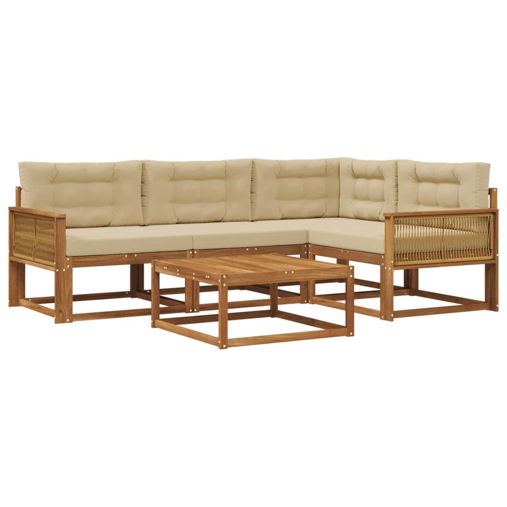 vidaXL Utomhussoffset 5 st Naturlig och Beige