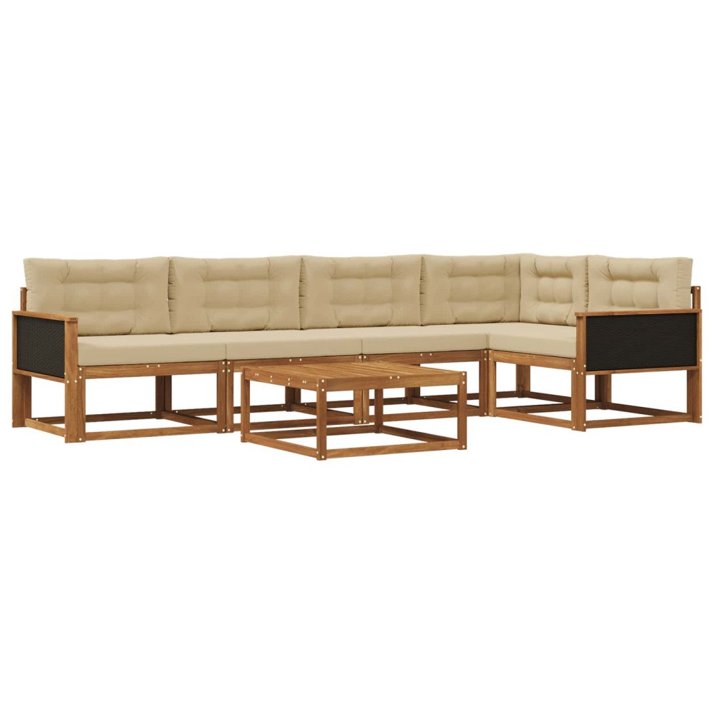 vidaXL Utomhussoffset 6 st Naturlig och Beige