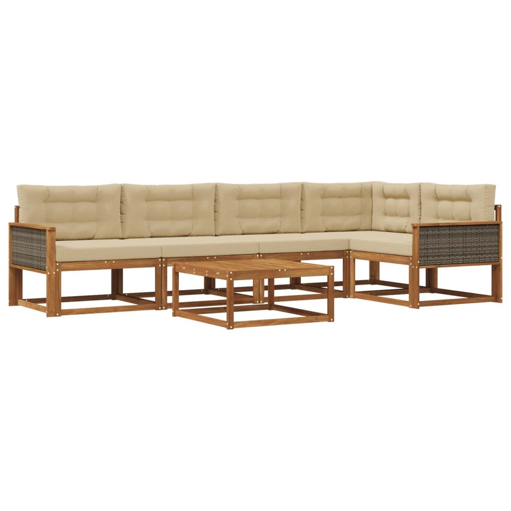 vidaXL Utomhussoffset 6 st Naturlig och Beige