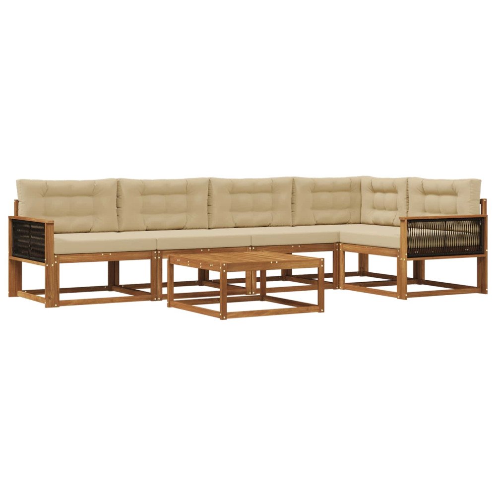 vidaXL Utomhussoffset 6 st Naturlig och Beige