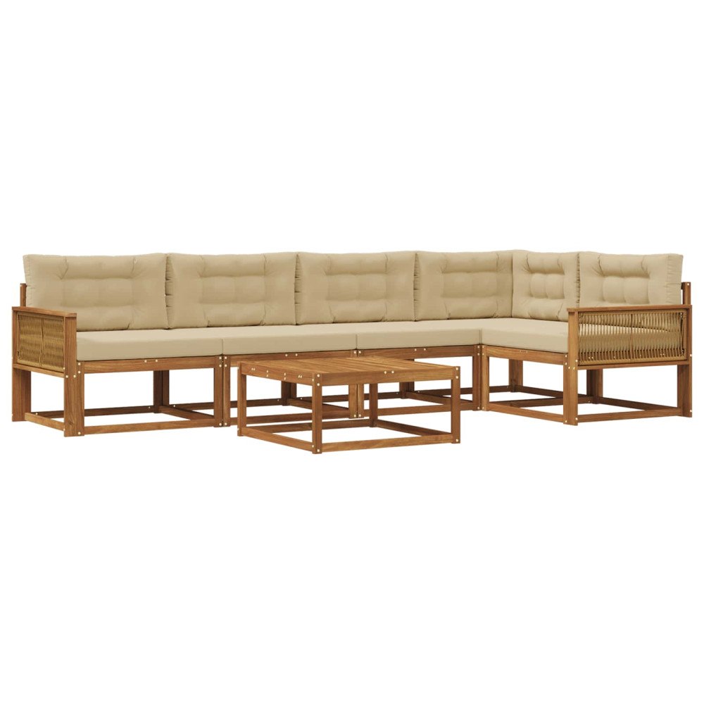 vidaXL Utomhussoffset 6 st Naturlig och Beige