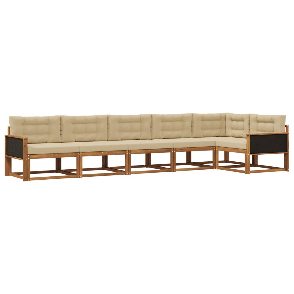 vidaXL Utomhussoffset 6 st Naturlig och Beige