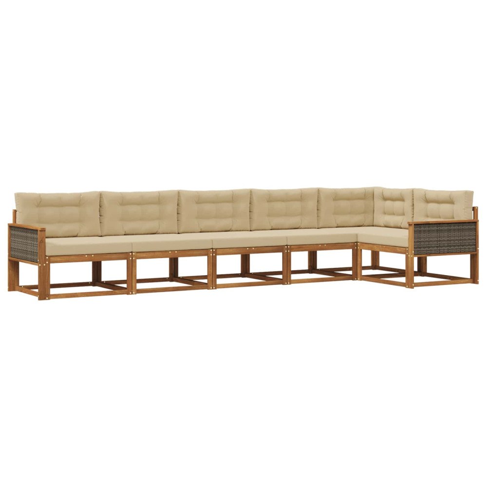 vidaXL Utomhussoffset 6 st Naturlig och Beige