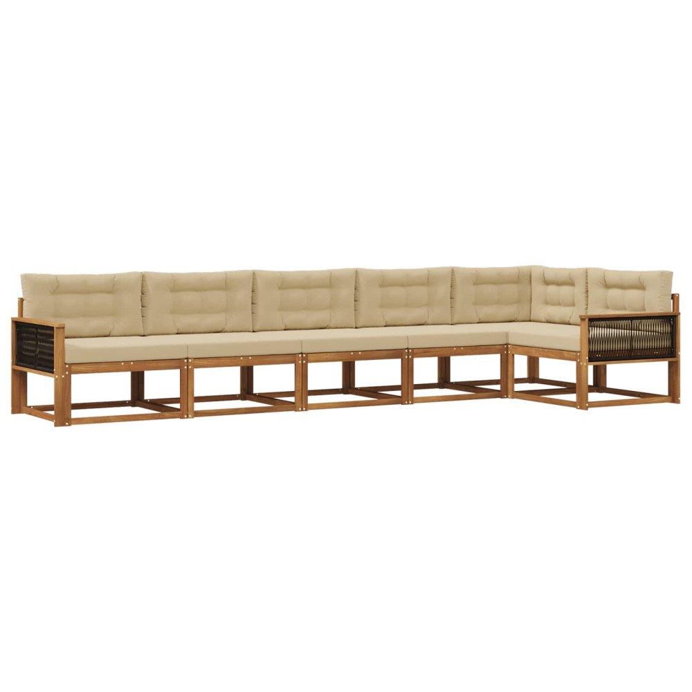 vidaXL Utomhussoffset 6 st Naturlig och Beige