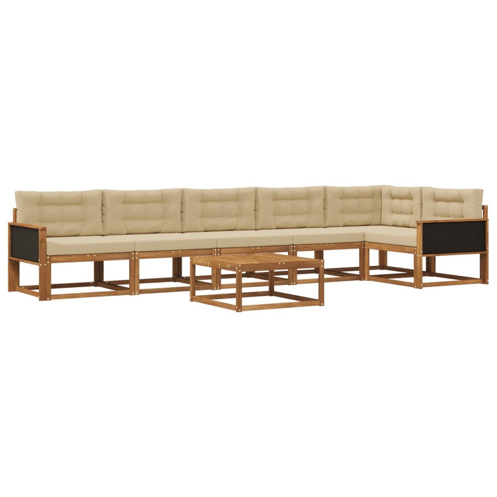 vidaXL Utomhussoffset 7 st Naturlig och Beige