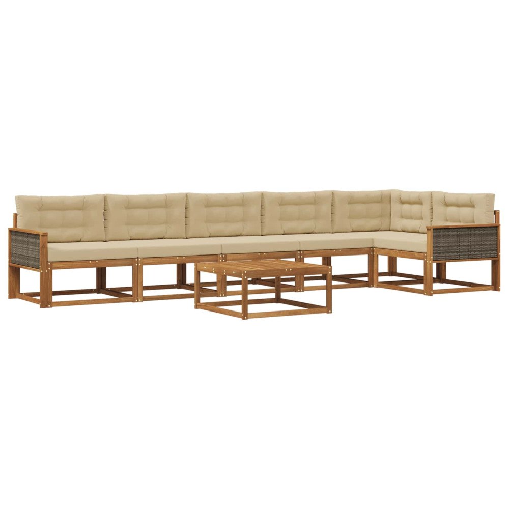 vidaXL Utomhussoffset 7 st Naturlig och Beige