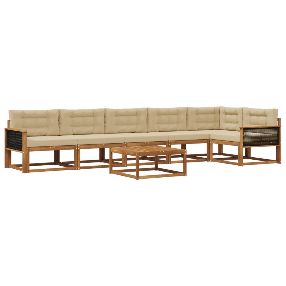 vidaXL Utomhussoffset 7 st Naturlig och Beige