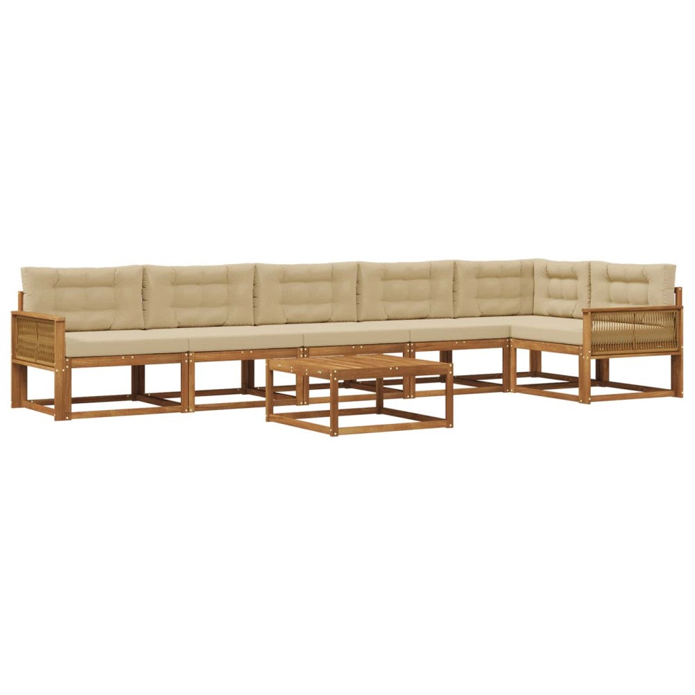 vidaXL Utomhussoffset 7 st Naturlig och Beige