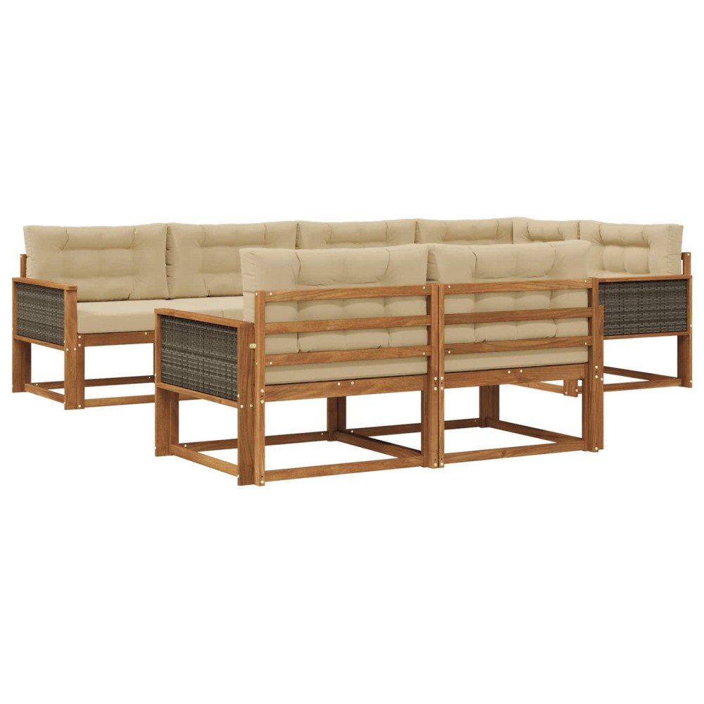 vidaXL Utomhussoffset 8 st Naturlig och Beige