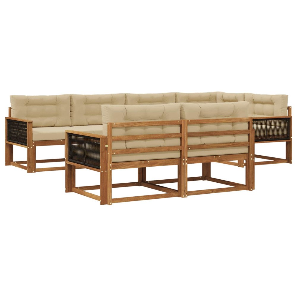 vidaXL Utomhussoffset 8 st Naturlig och Beige