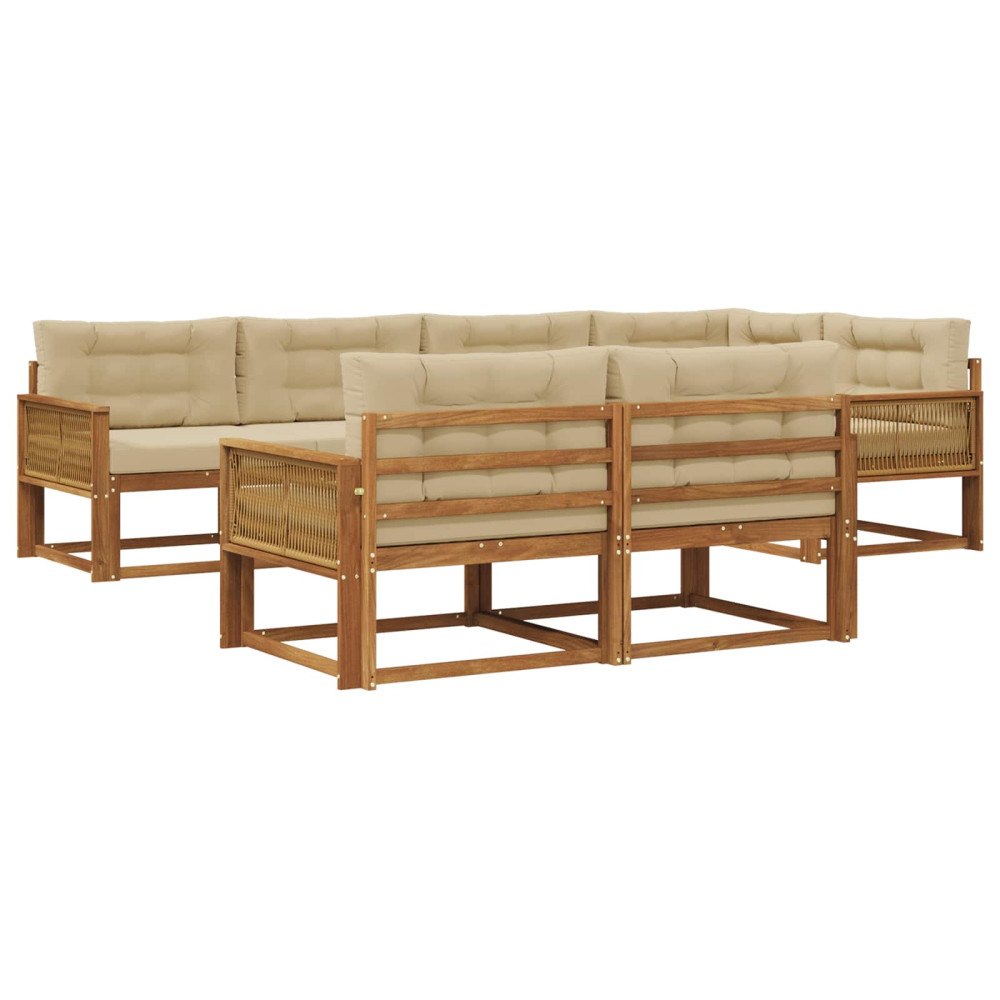 vidaXL Utomhussoffset 8 st Naturlig och Beige