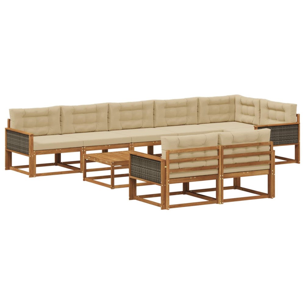 vidaXL Utomhussoffset 9 st Naturlig och Beige