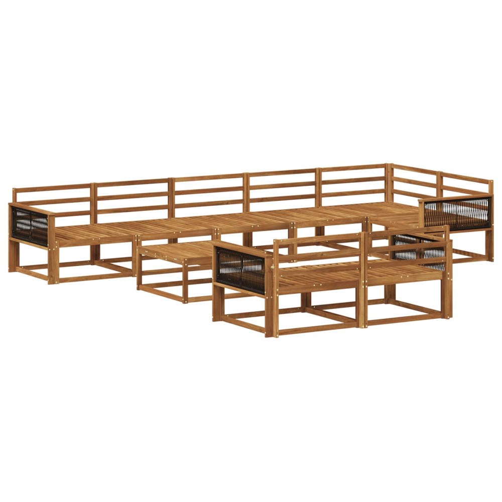 vidaXL Utomhussoffset 9 st Naturlig Massivt Akaciaträ