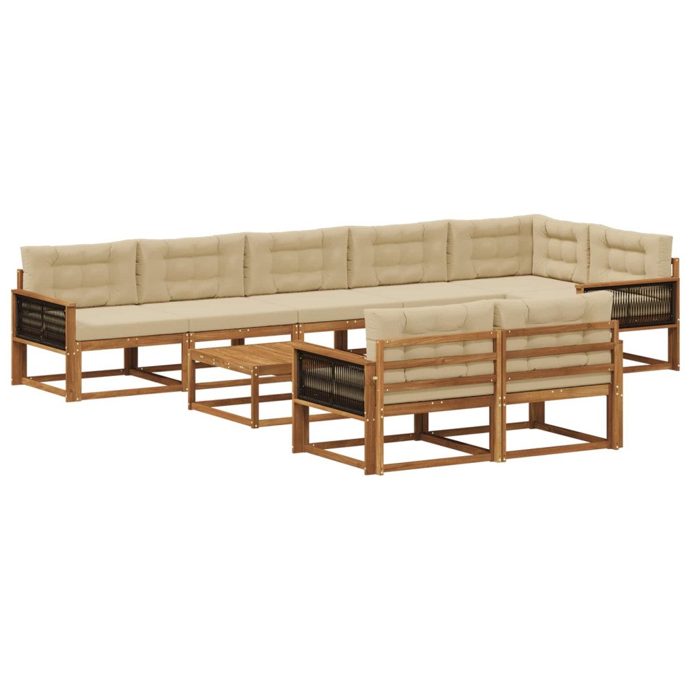 vidaXL Utomhussoffset 9 st Naturlig och Beige