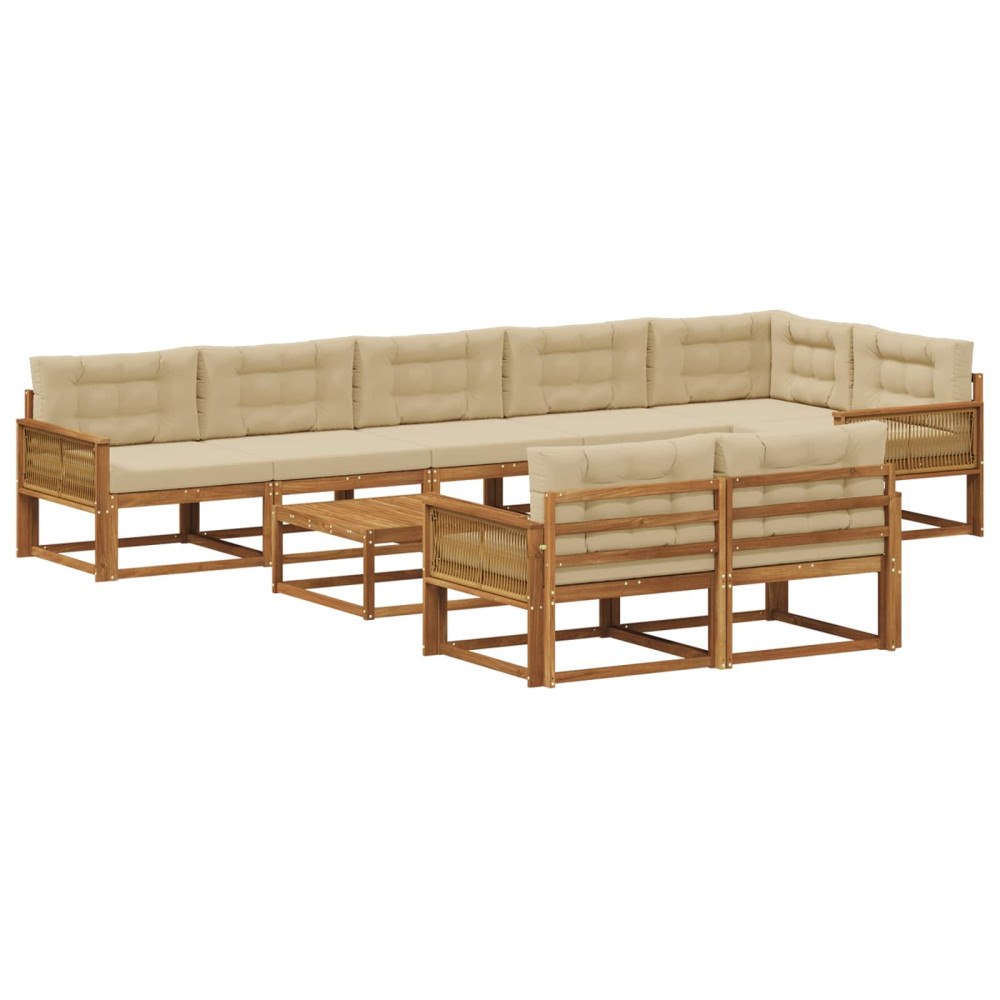 vidaXL Utomhussoffset 9 st Naturlig och Beige