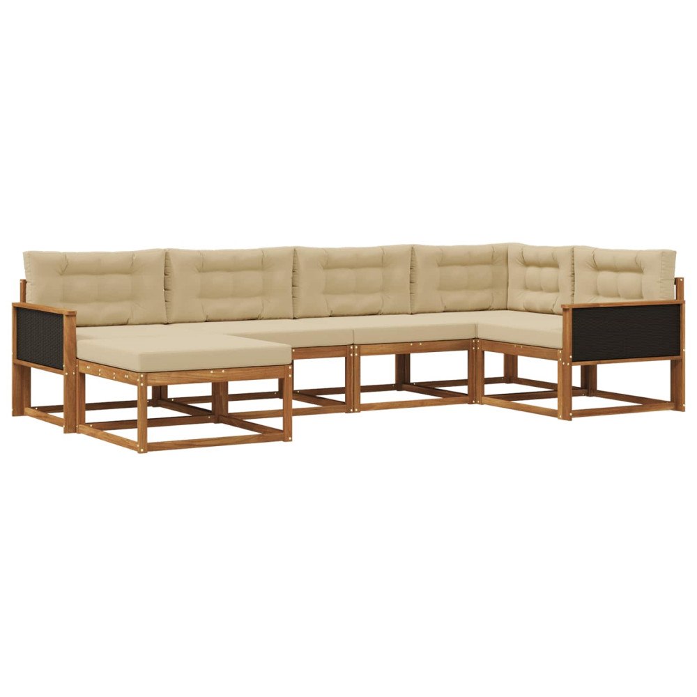 vidaXL Utomhussoffset 6 st Naturlig och Beige