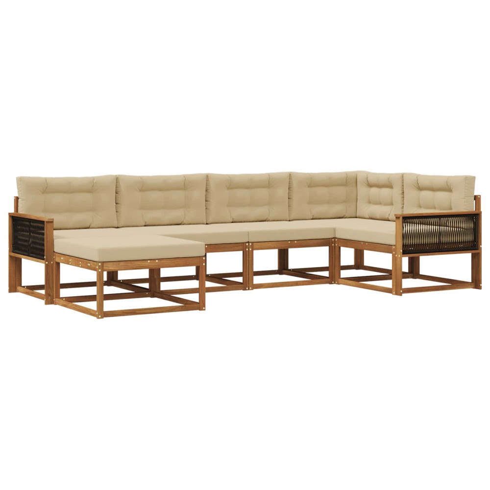 vidaXL Utomhussoffset 6 st Naturlig och Beige